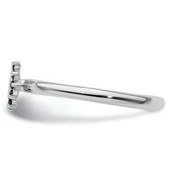 Rhodium Over Sterling Silver Stackable Expressions Diamond Horseshoe
Ring 0.11ctw