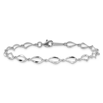 Rhodium Over 10k White Gold 5mm Polished Fancy Link Bracelet