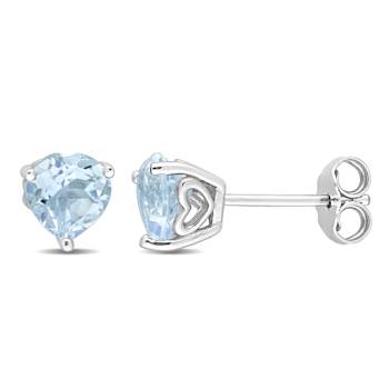 2ctw Heart Sky Blue Topaz Stud Earrings in Sterling Silver