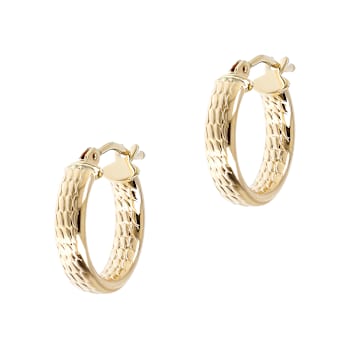 14K Yellow Gold Rope Design 1/2 Inch Hoop Earrings
