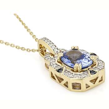 Ceylon Sapphire And Diamond Pendant Necklace In 14K Gold