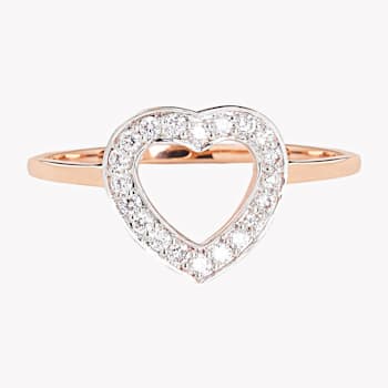 Lab Grown Diamond 10K Rose Gold Open Design Heart Shape Ring, 0.22ctw
