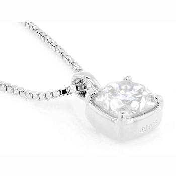 Moissanite Cushion-Cut Solitaire Pendant In Platinum-Enhanced Sterling
Silver 2.00ctw Diamond Equivalent Weight