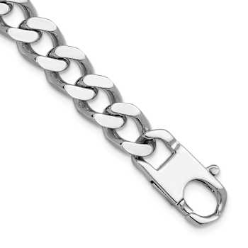 Rhodium Over Sterling Silver Polished 10.0mm Curb 8 Inch Chain Bracelet