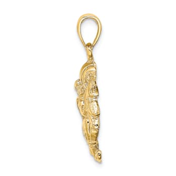14k Yellow Gold 3D Textured Large Aquarius Zodiac pendant