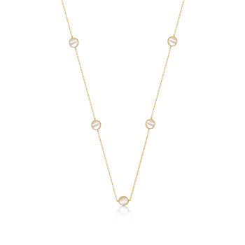 Mother-Of-Pearl Mariner Link Station Necklace In 14K Gold Over Sterling Silver