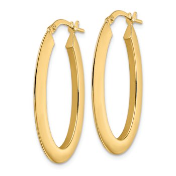 14k Yellow Gold Polished 1 5/16" Oval Hoop Earrings