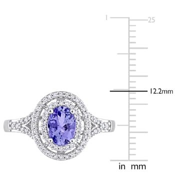 Tanzanite and Diamond 10K White Gold Ring 1.00ctw