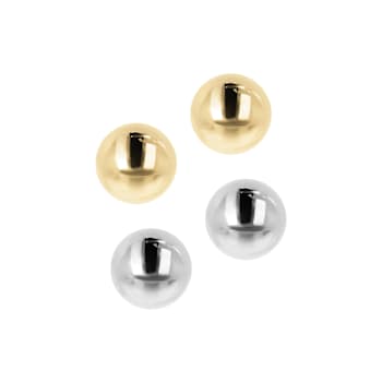14K Yellow Gold  Two-tone Sets 6mm Ball Stud Earrings