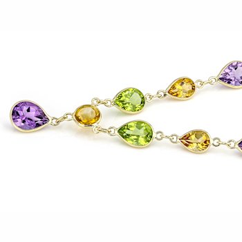 Multi-Gem 14k Yellow Gold 17" Necklace 17"