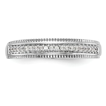 Rhodium Over 14K White Gold Diamond Trio Ladies Wedding Band 0.10ctw