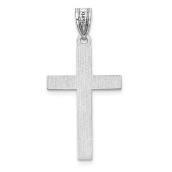 Rhodium Over 14k White Gold Polished Cross Pendant