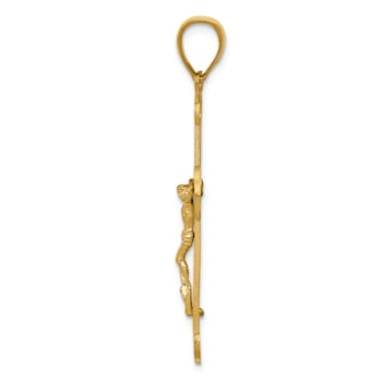 14K Yellow Gold Polished Crucifix Pendant