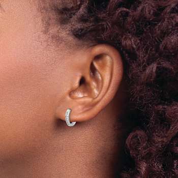 Diamond Hinged Hoop Earrings In 10K White Gold 0.12ctw