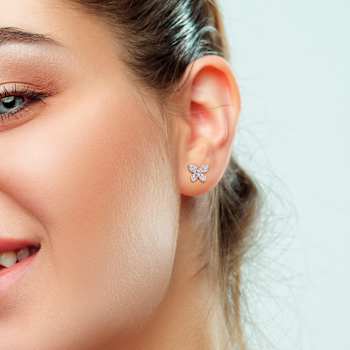 1/5 CT TW Diamond Butterfly Stud Earrings in 10K Yellow Gold
