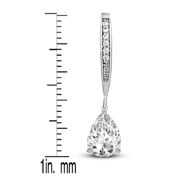 Pear Shape CZ Teardrop Drop Earrings In Sterling Silver
