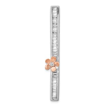 14k Yellow Gold and 14k Rose Gold Diamond Fancy Flower Chain Slide Pendant