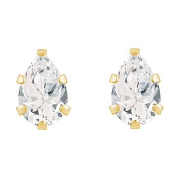 6x4mm Pear Shape White Topaz 10k Yellow Gold Stud Earrings