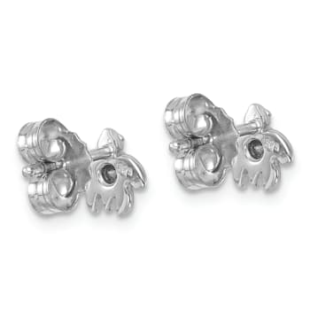 Rhodium Over Sterling Silver Crystal Inlay Tiny Turtle Earrings
