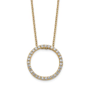 10k Yellow Gold 0.46 ctw Diamond Circle Pendant with 18 inch Cable Chain