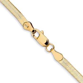 14K Yellow Gold 3mm Silky Herringbone Chain Necklace