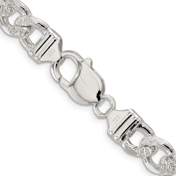 Sterling Silver 9.5mm Pavé Flat Figaro Chain
