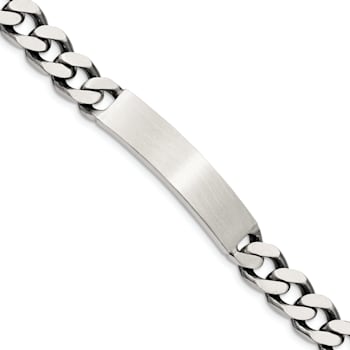 Sterling Silver Antiqued Curb Link ID Bracelet