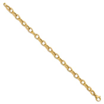 14k Yellow Gold 6.8mm Polished Fancy Link Bracelet