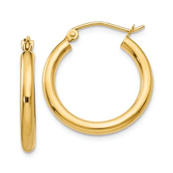 14k Yellow Gold 13/16" Polished Tube Hoop Earrings