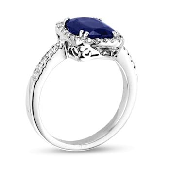 2.85ctw Diamond and Sapphire Ring in 14k White Gold