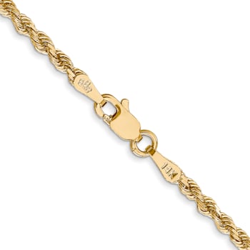 14k Yellow Gold 2.25mm Diamond Cut Rope with Lobster Clasp Chain 24 Inches