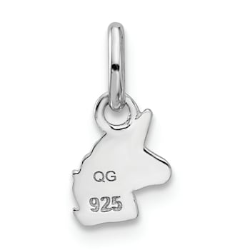 Rhodium Over Sterling Silver Children's Enamel Unicorn Pendant