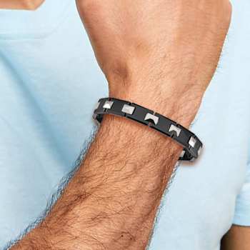 Tungsten and Black Ceramic Polished Bracelet