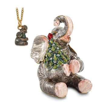 ELROY Elephant with Christmas Tree Trinket Box