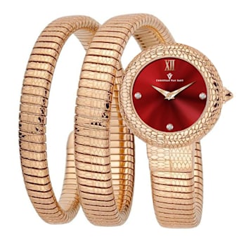 Christian Van Sant Women's Naga Red Dial, Rose Stainless Steel Watch