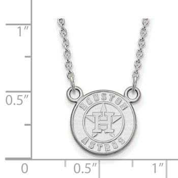 Rhodium Over Sterling Silver MLB LogoArt Houston Astros Pendant Necklace