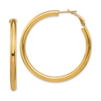 14k Yellow Gold 1 15/16" Polished Round Hoop Earrings