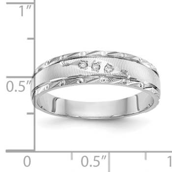 Rhodium Over 14K White Gold AA Quality Trio Mens Wedding Band