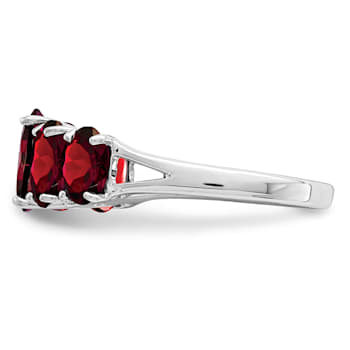 Rhodium Over Sterling Silver Garnet Ring