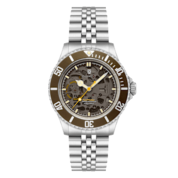 Duxot Atlantica Skeleton Diver Brown Dial White Bezel White Stainless
Steel Band Automatic Watch