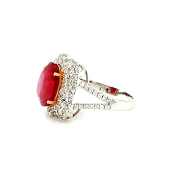 5.37 Ctw Ruby and 0.75 Ctw White Diamond Ring in 18K 2-Tone