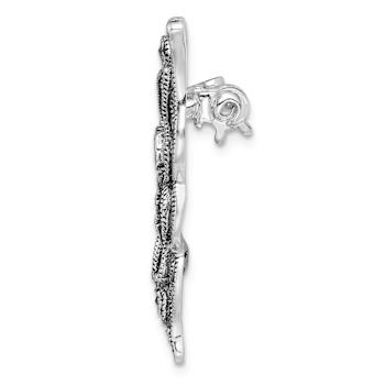 Rhodium Over Sterling Silver Marcasite Red Cubic Zirconia Butterfly Pin Brooch