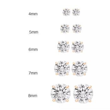 14k White Gold Cubic Zirconia Stud Earrings - 3MM