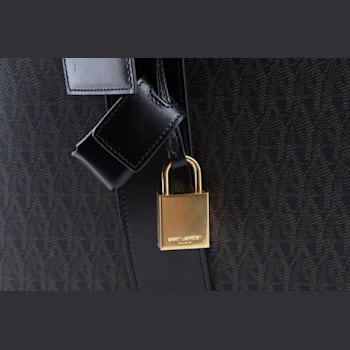 Saint Laurent Monogram Large Luggage Case Bag Dark Brown Coated Canvas