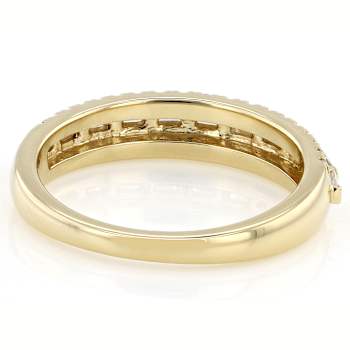 Baguette And Round Lab-Grown Diamond Band Ring In 14K Gold Over Sterling Silver