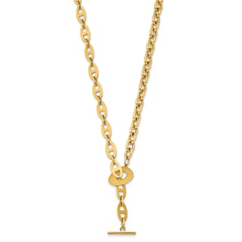 14K Yellow Gold Anchor and Cable Link 18-inch Toggle Necklace