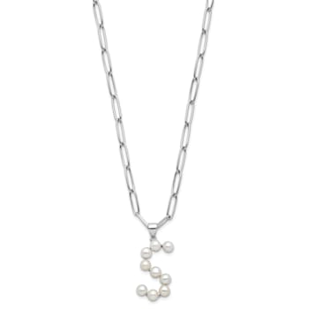 Rhodium Over Sterling Silver 3-5.5mm Freshwater Cultured Pearl LETTER S
18-inch Necklace