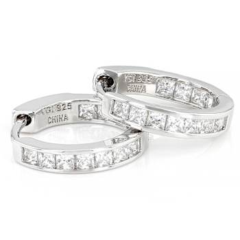 PrIncess-Cut CZ Inside-Out Hoop Earrings In Sterling Silver