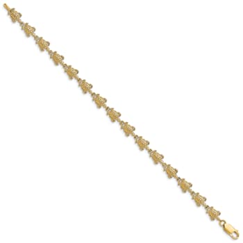14k Yellow Gold Textured Turtle Link Bracelet