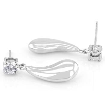 Chunky Teardrop CZ Earrings In Sterling Silver